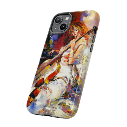 Oil panting - Girl playing Violoncello - Protective Phone Case