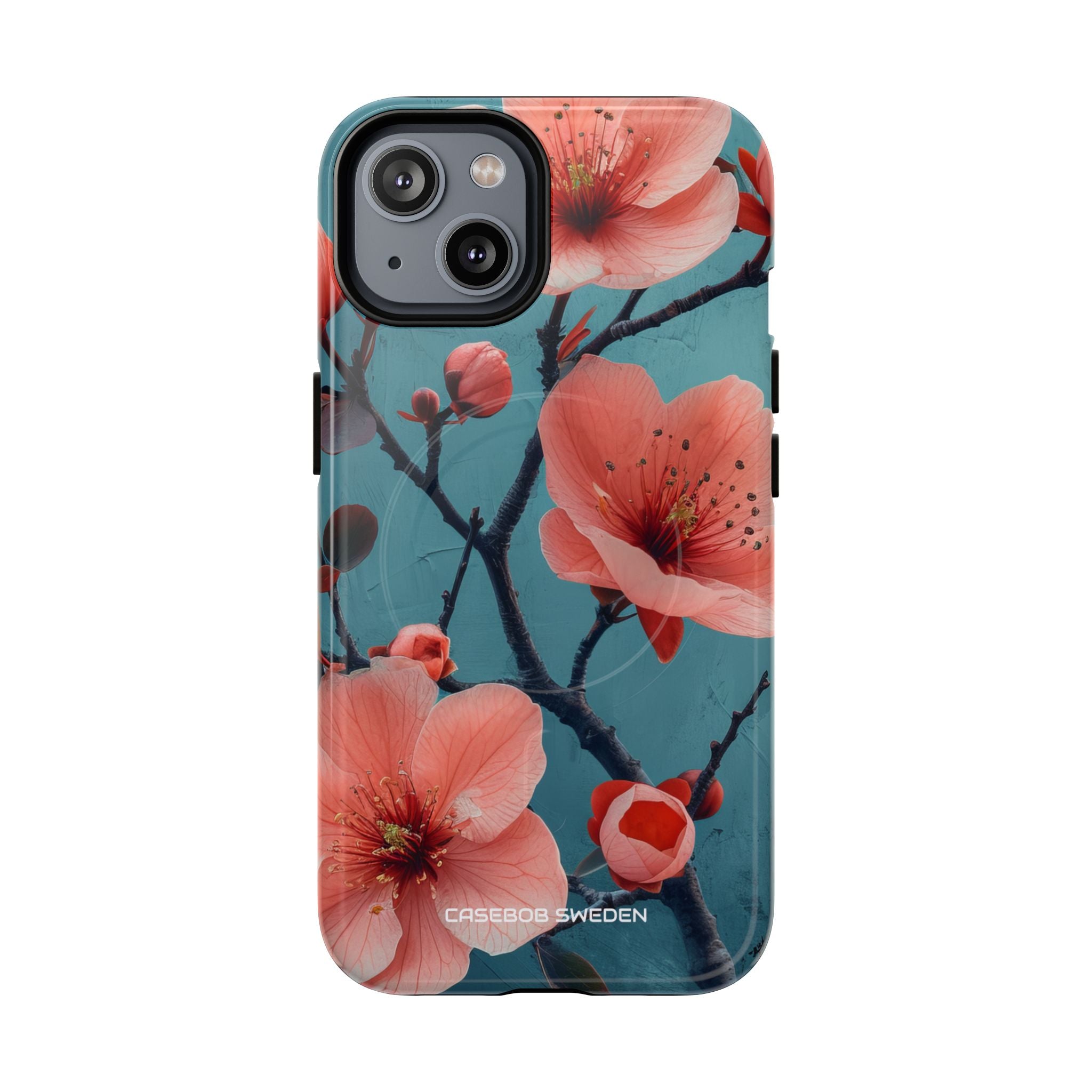 Teal Coral Blossom - Tough + MagSafe® iPhone 14 Phone Case