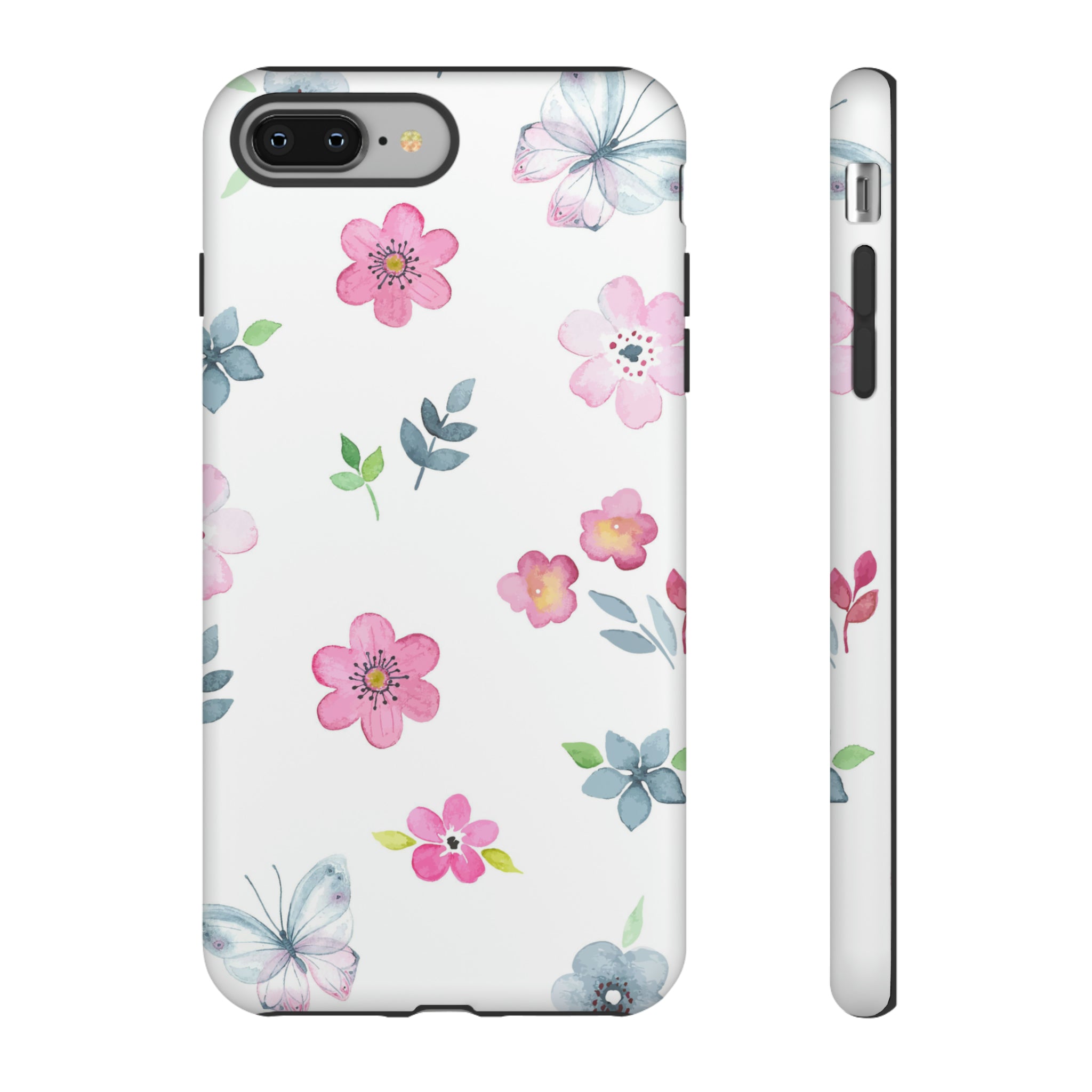 Vintage flowers and butterflies iPhone case - Protective Phone Case