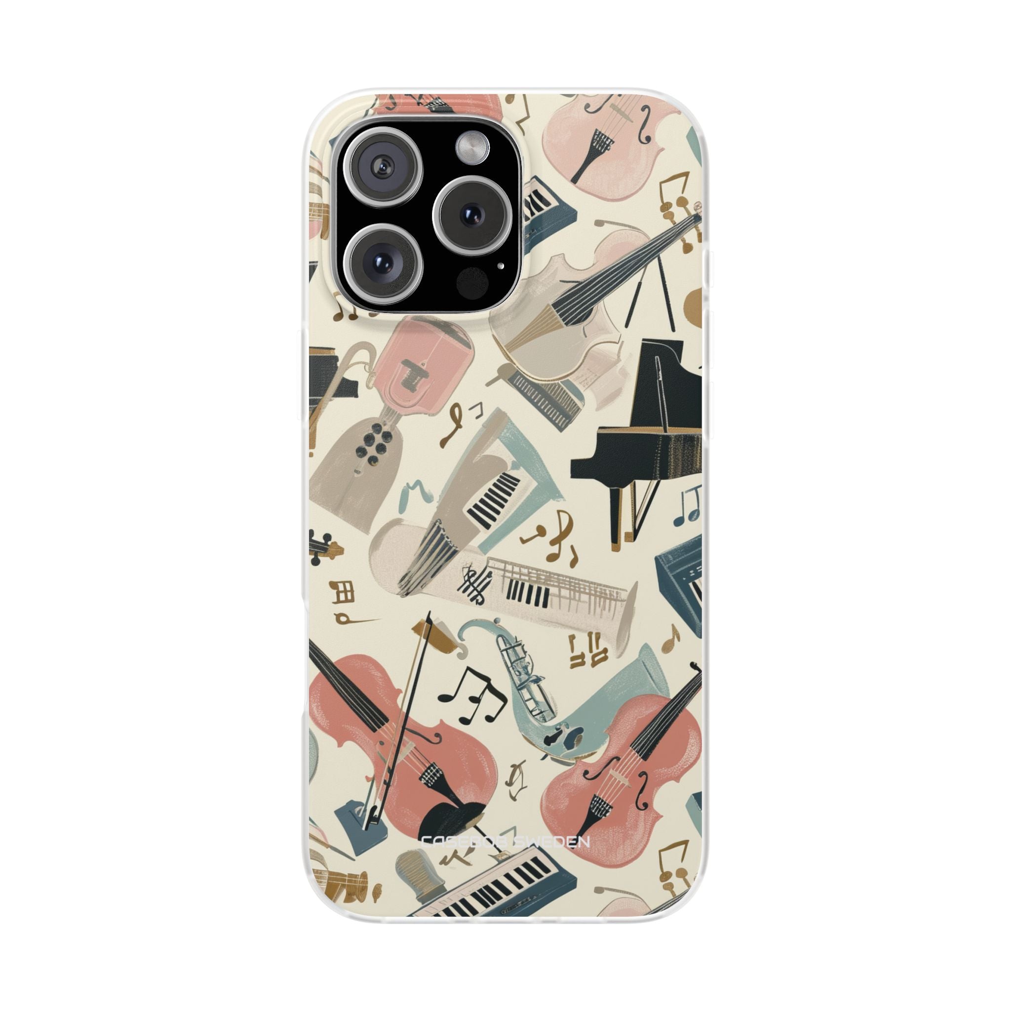 Beige Musical Instruments Pattern - Flexi iPhone 16 Phone Case