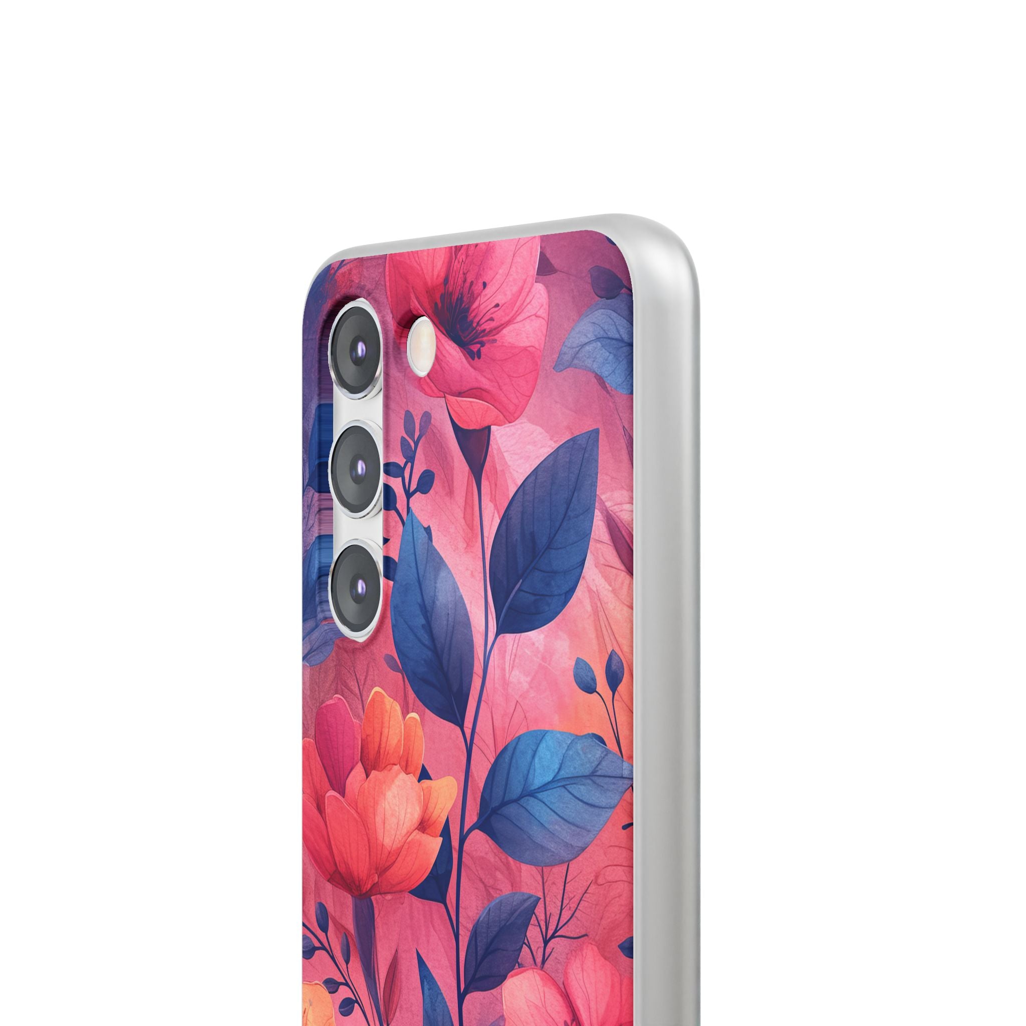 Pink Blue Floral - Flexi Samsung S23 Phone Case