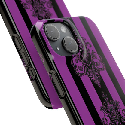 Gothic Elegance with Vertical Stripes and Ornamental Motifs iPhone 15 - Slim Phone Case