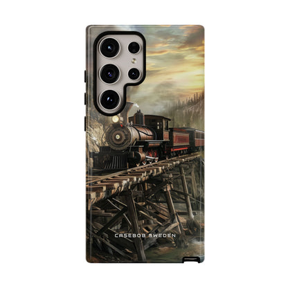 Vintage Steam Train Crossing Mountain Bridge Samsung S24 - Tough Phone Case