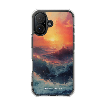 Ocean Sunset Waves - Clear Impact iPhone 16 Phone Case