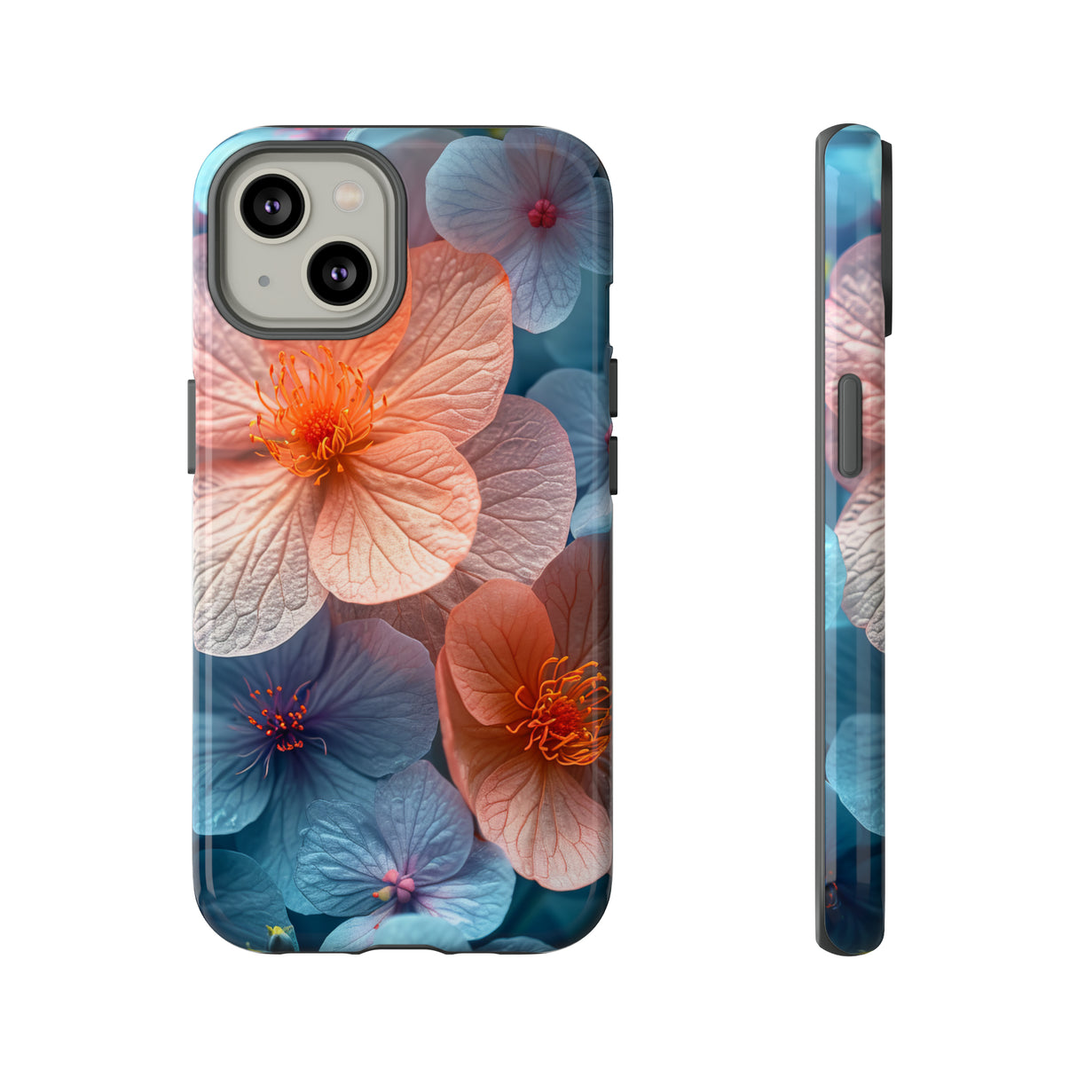 Bright Blue Floral Serenity - Protective Phone Case