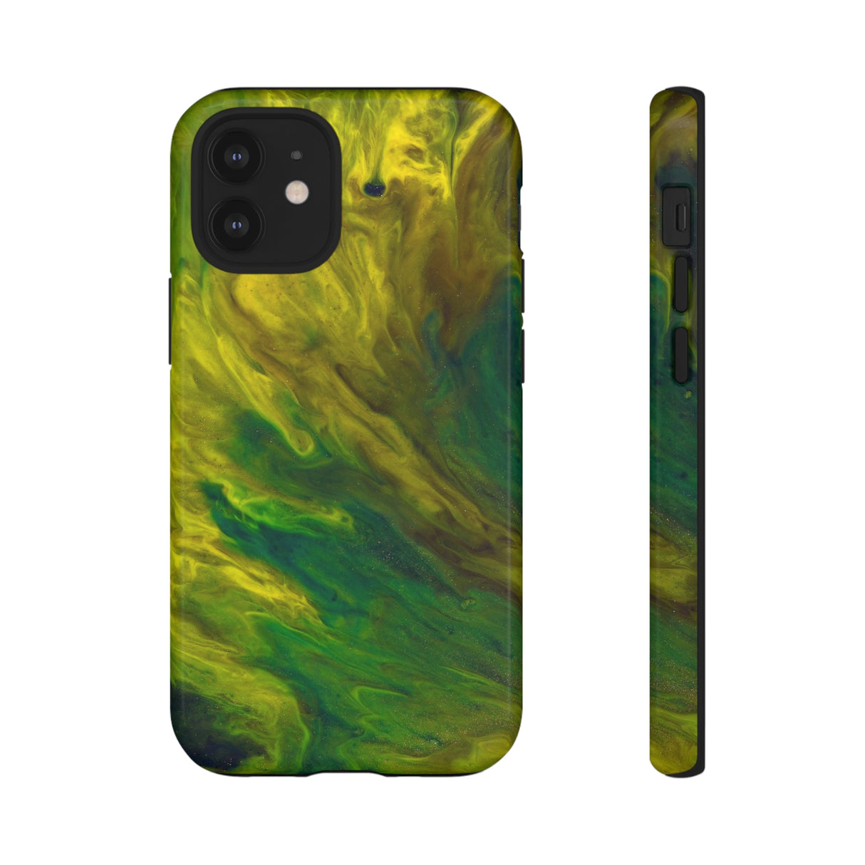 Neon Yellow Ink Art iPhone Case (Protective) iPhone 12 Mini Glossy Phone Case