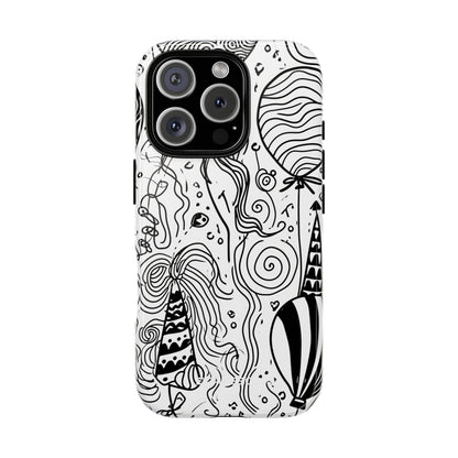 Whimsical Celebration in Black and White - for iPhone 16