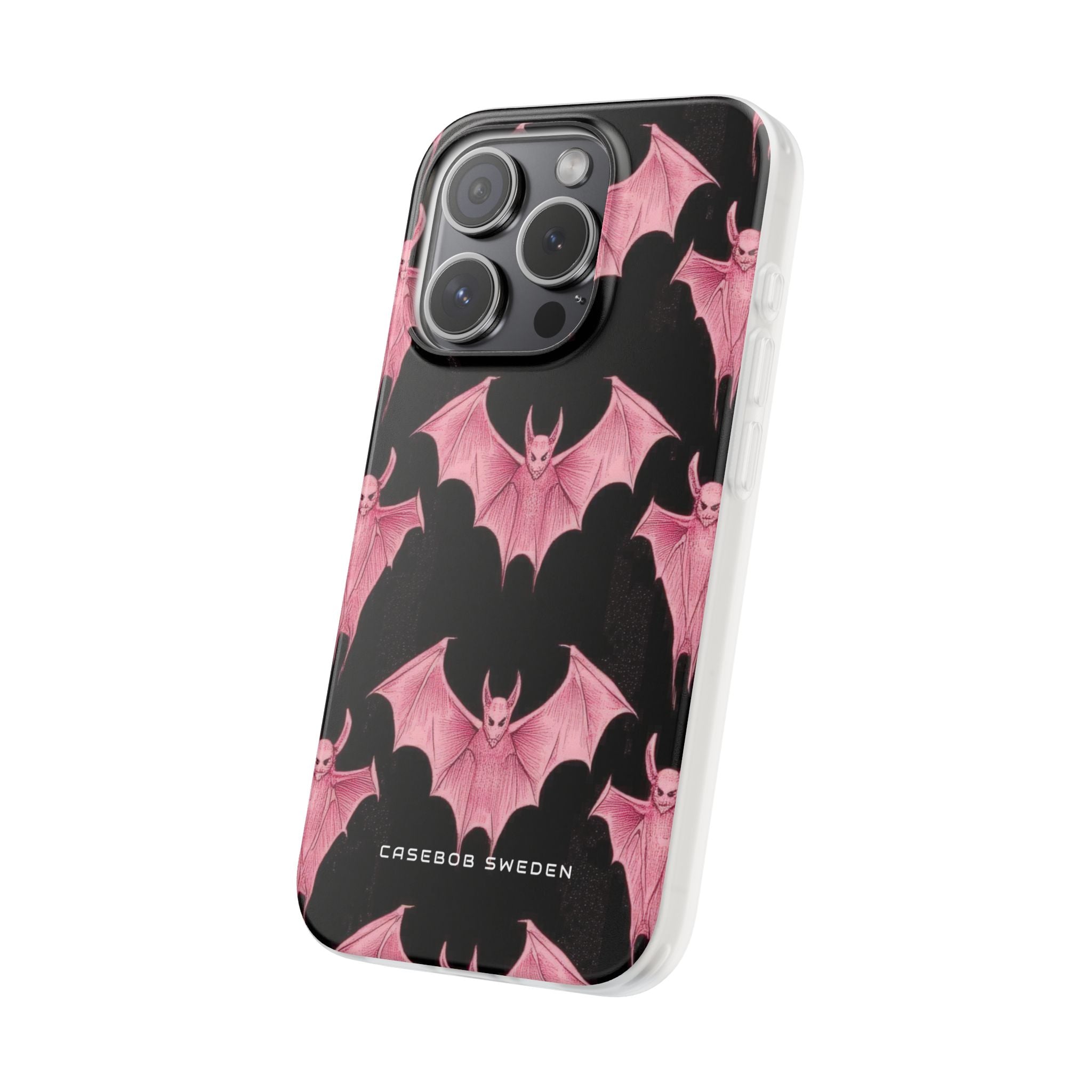 Gothic Pink Bats Aflame iPhone 15 - Flexi Phone Case