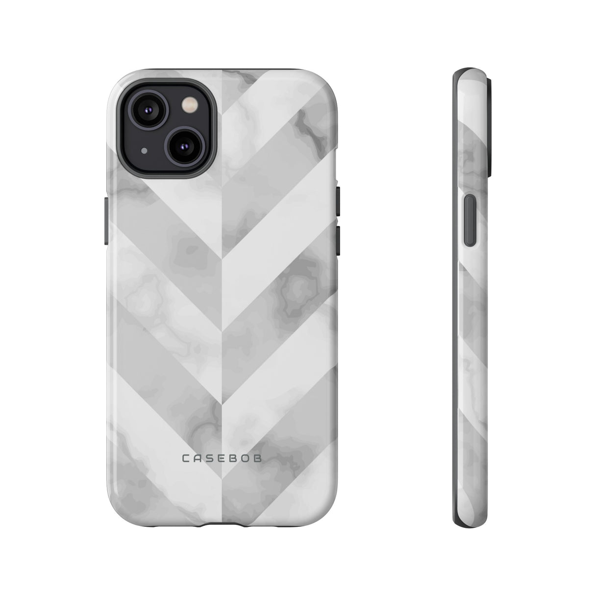 White Herringbone - Protective Phone Case