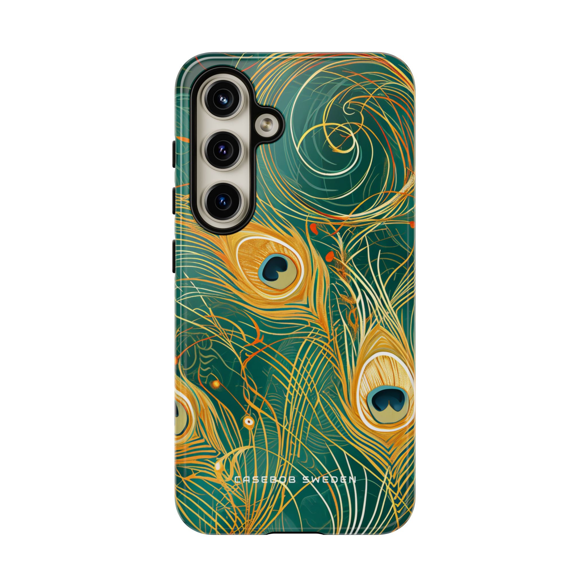 Peacock Elegance in Teal and Gold Samsung S24 - Tough Phone Case