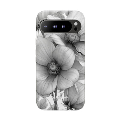 Grayscale Floral Harmony Google Pixel 9 - Tough