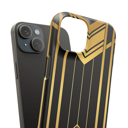 "Golden Art Deco Symmetry in Geometric Elegance" iPhone 15 - Slim Phone Case