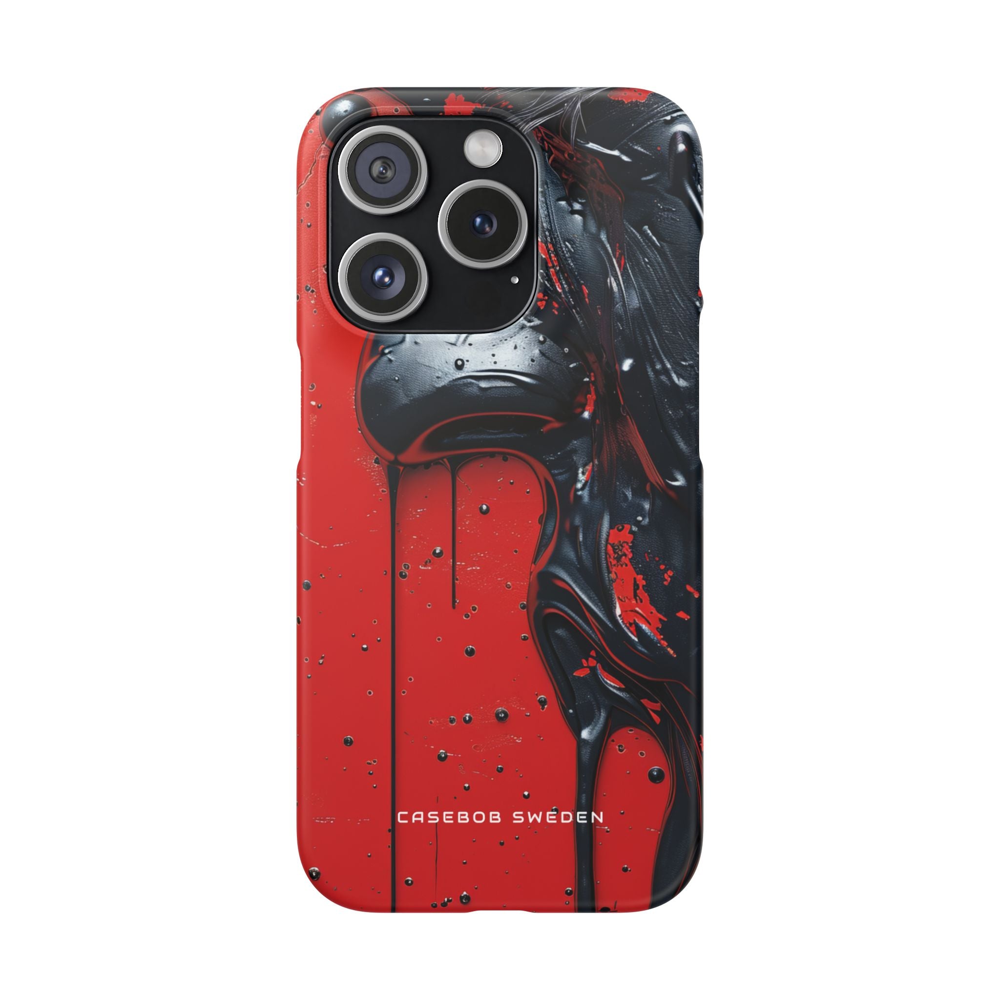 Textured Crimson Bloom iPhone 15 - Slim Phone Case