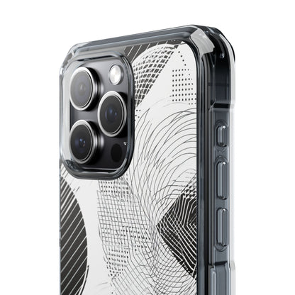 Geometric Monochrome Flow iPhone 15 - Clear Impact Phone Case