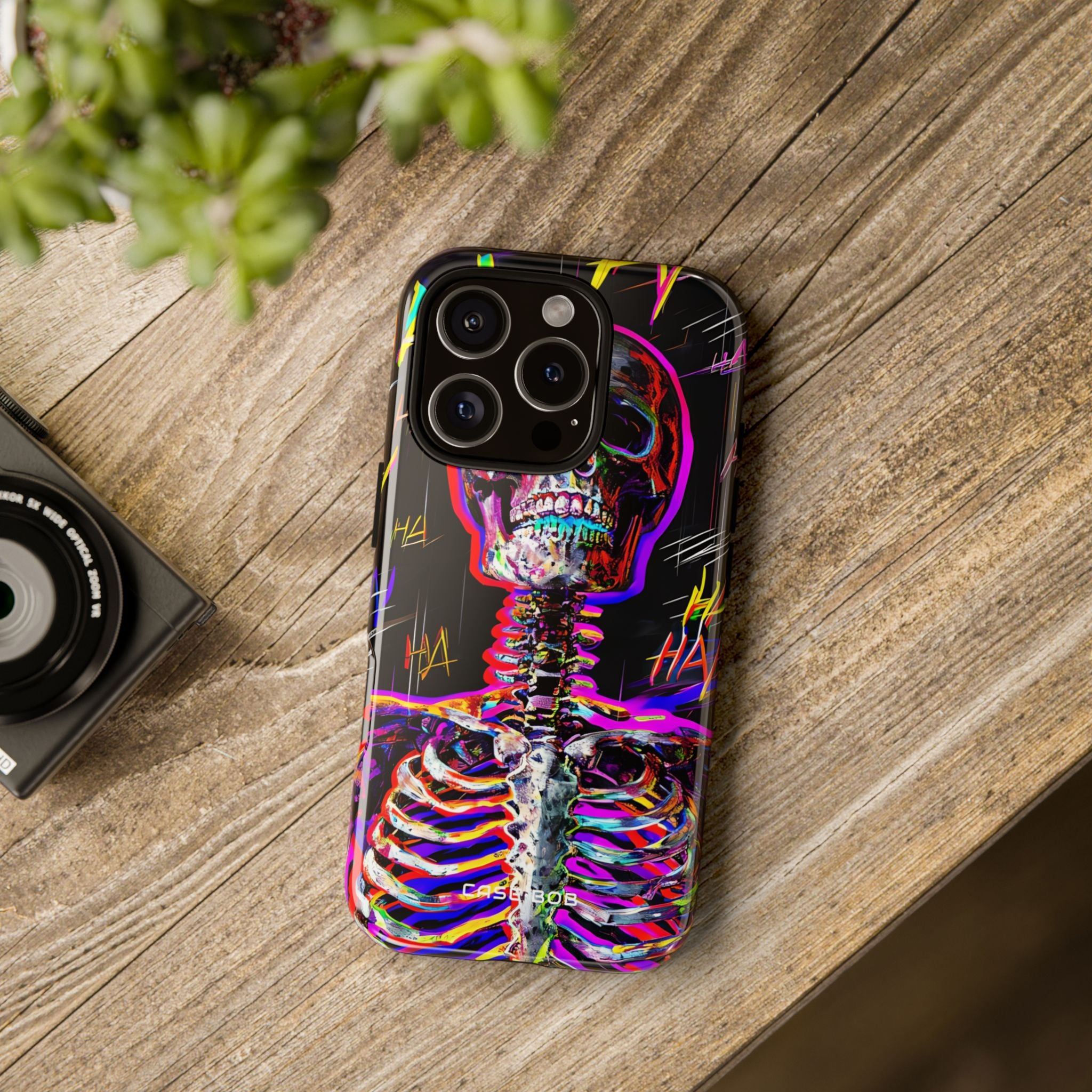 Neon Skeleton Laughter iPhone 16 Pro Case - Tough