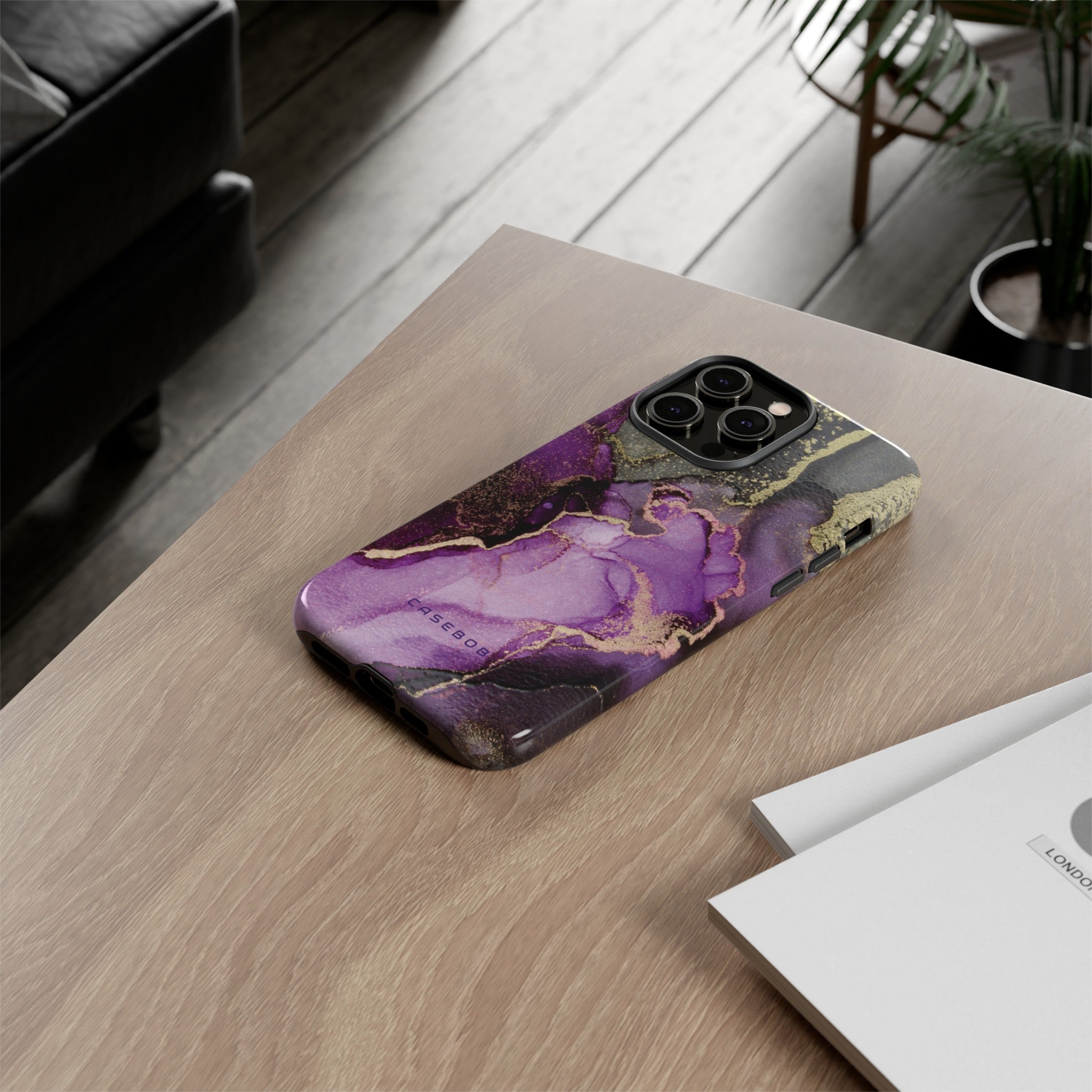 Purple Marble & Gold Phone - Protective Phone Case