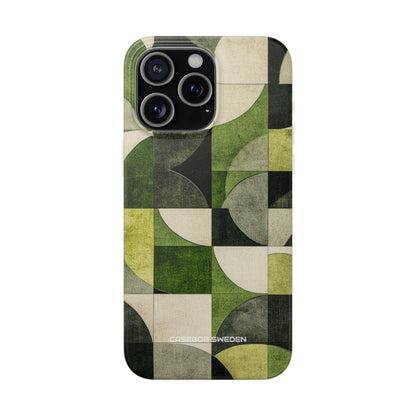 Green Geometric Harmony - Flexi iPhone 15 Phone Case