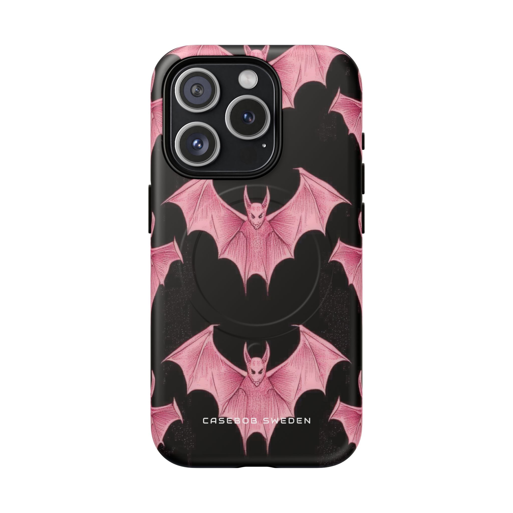 Gothic Pink Bats Aflame iPhone 15 | Tough+ Phone Case