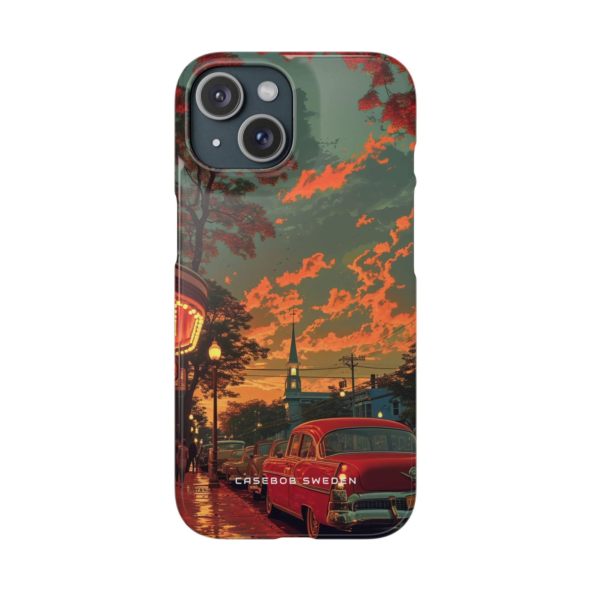 Mid-Century Nostalgia Streetscape iPhone 15 - Slim Phone Case