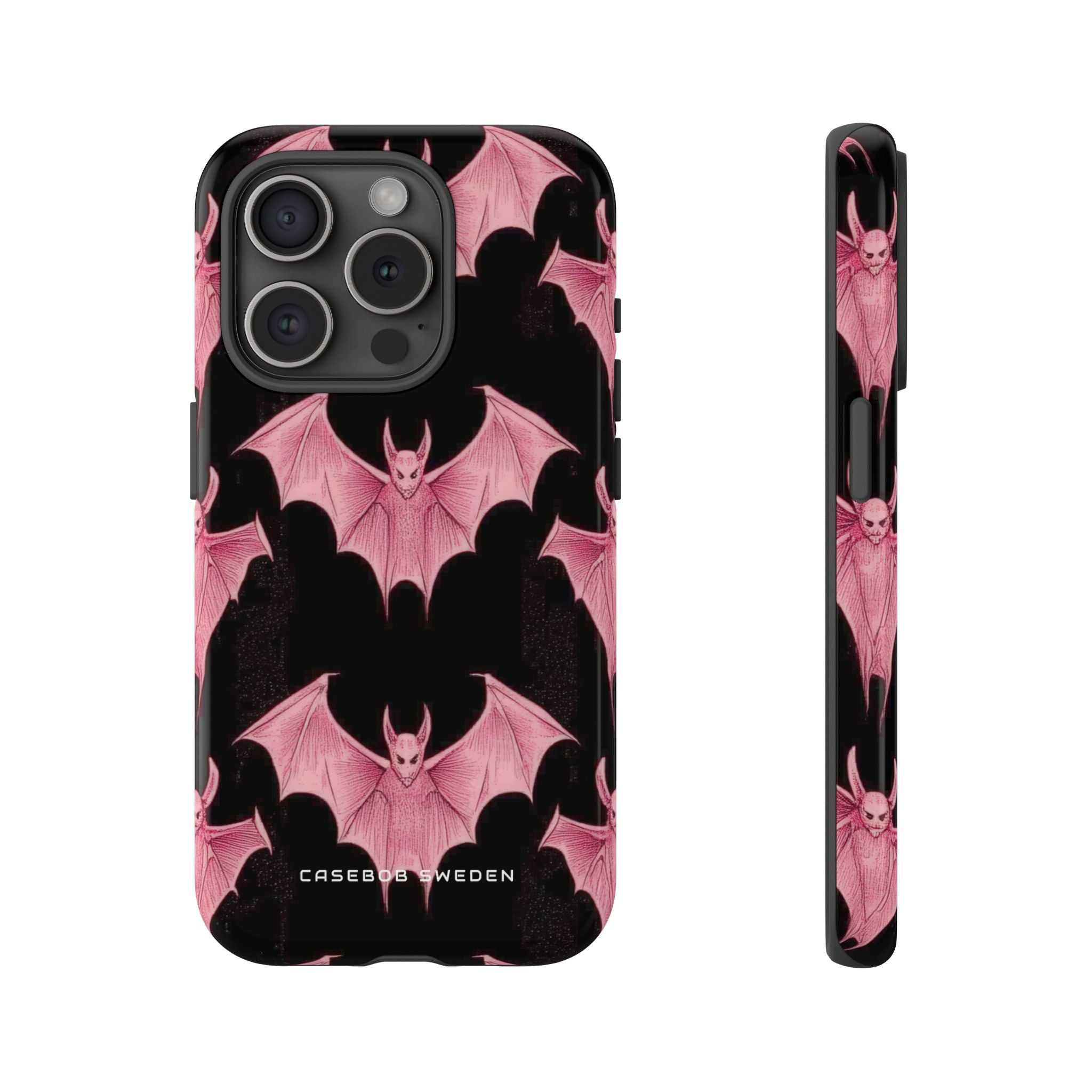 Gothic Pink Bats Aflame iPhone 15 - Tough Phone Case