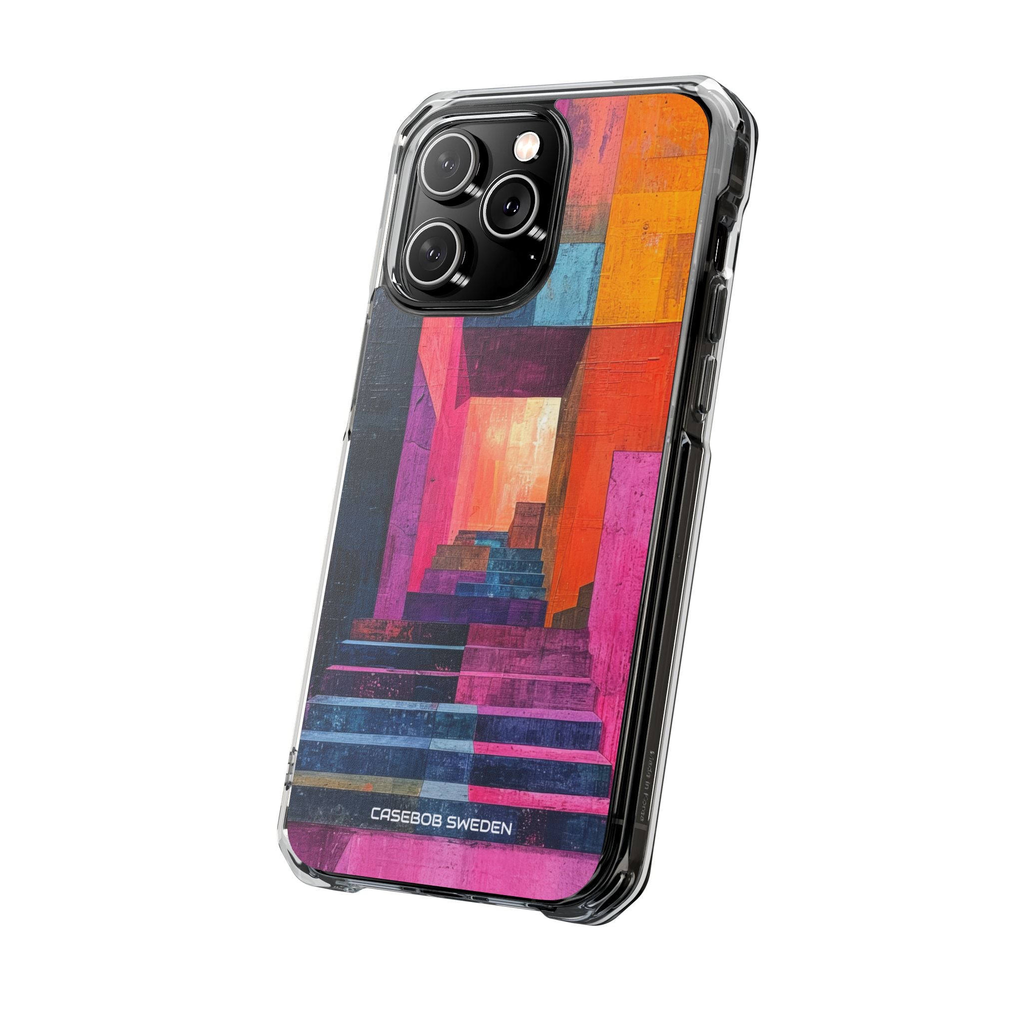 Pink Orange Geometry - Clear Impact iPhone 14 Phone Case