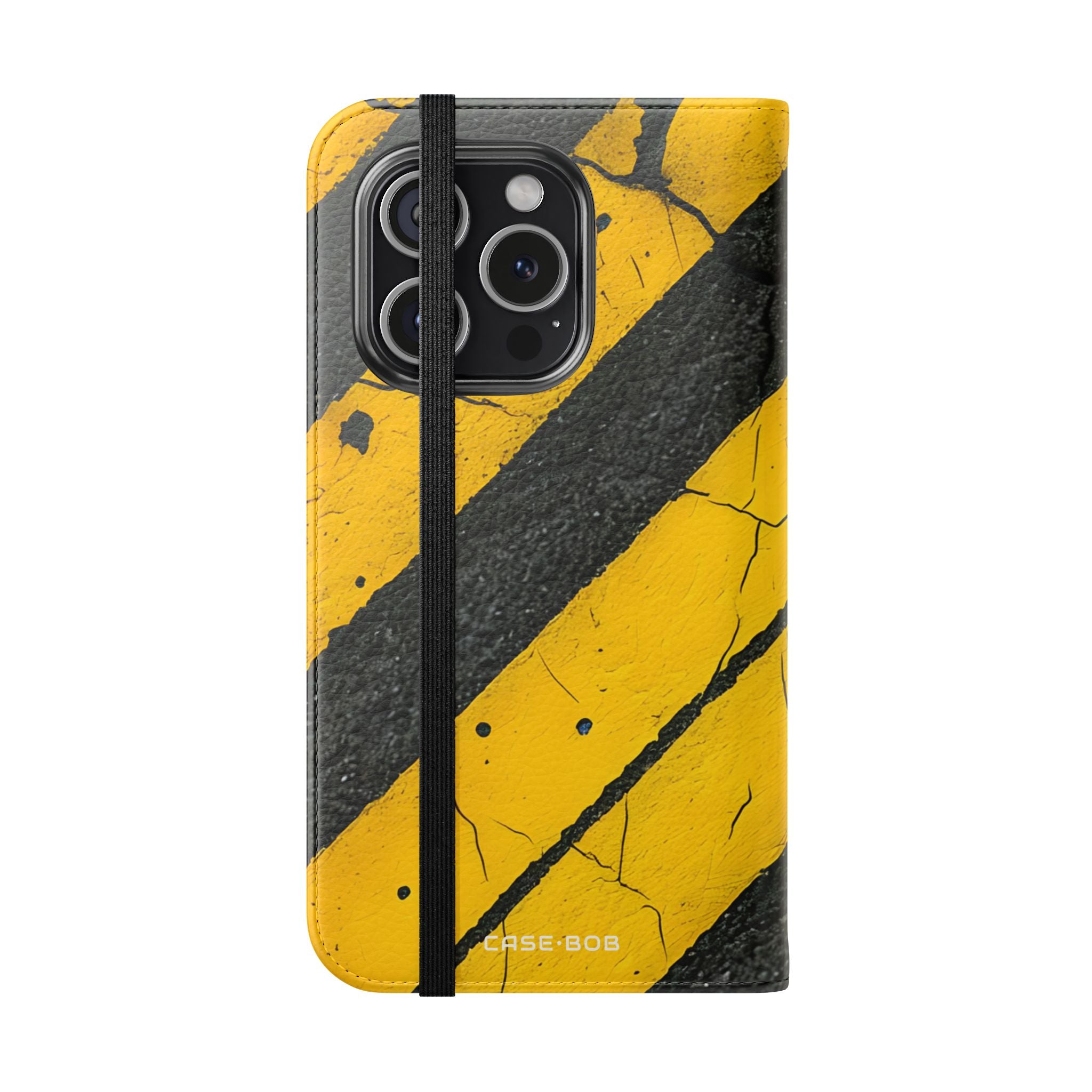 Yellow Stripes Distress - iPhone 15 Pro Case - Wallet