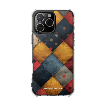 Blue Red Patchwork - Clear Impact iPhone 16 Phone Case