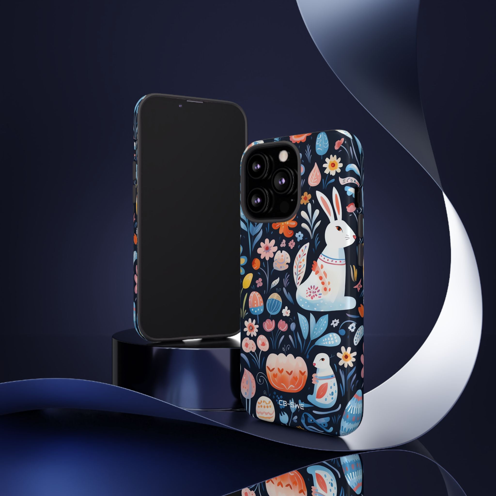 Bunnies Play Among Flowers - iPhone Case