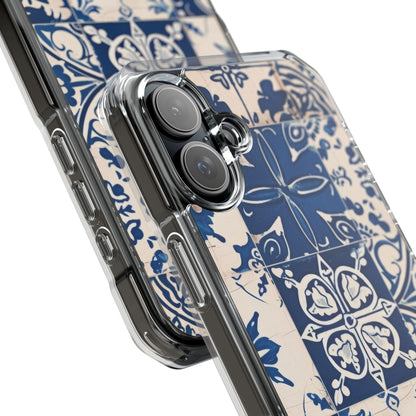 Ornate Blue Tiles iPhone 16 - Impact Clear+