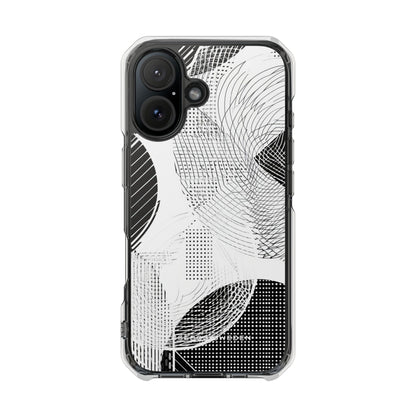 Geometric Monochrome Flow iPhone 16 - Clear Impact Phone Case