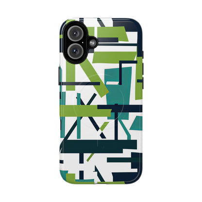 Green Geometry Glide iPhone 16  Tough+ Phone Case