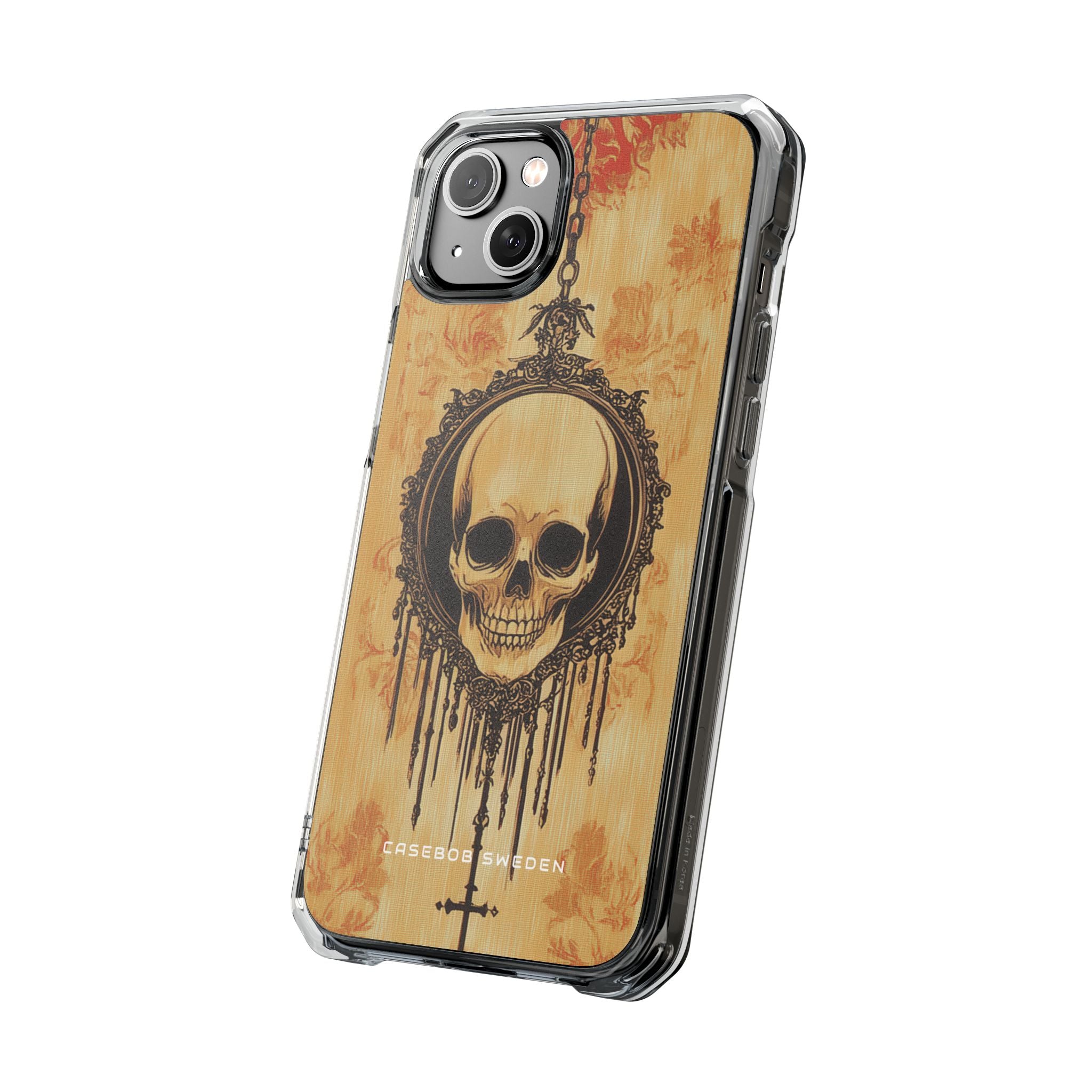 Gothic Skull Elegance iPhone 14 - Transparente, stoßfeste Handyhülle