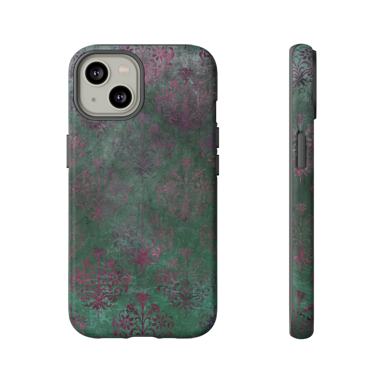 Green Damask Gothic Flower - Protective Phone Case