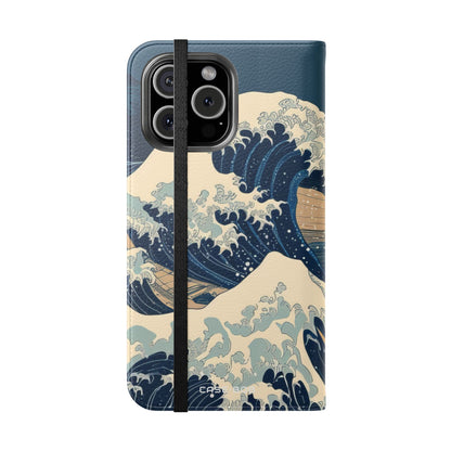 Cresting Navy Wave - iPhone 16 Max Case - Wallet