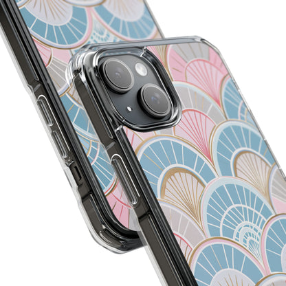 Art Deco Pastel Fan Pattern - Clear Impact iPhone 15 Phone Case