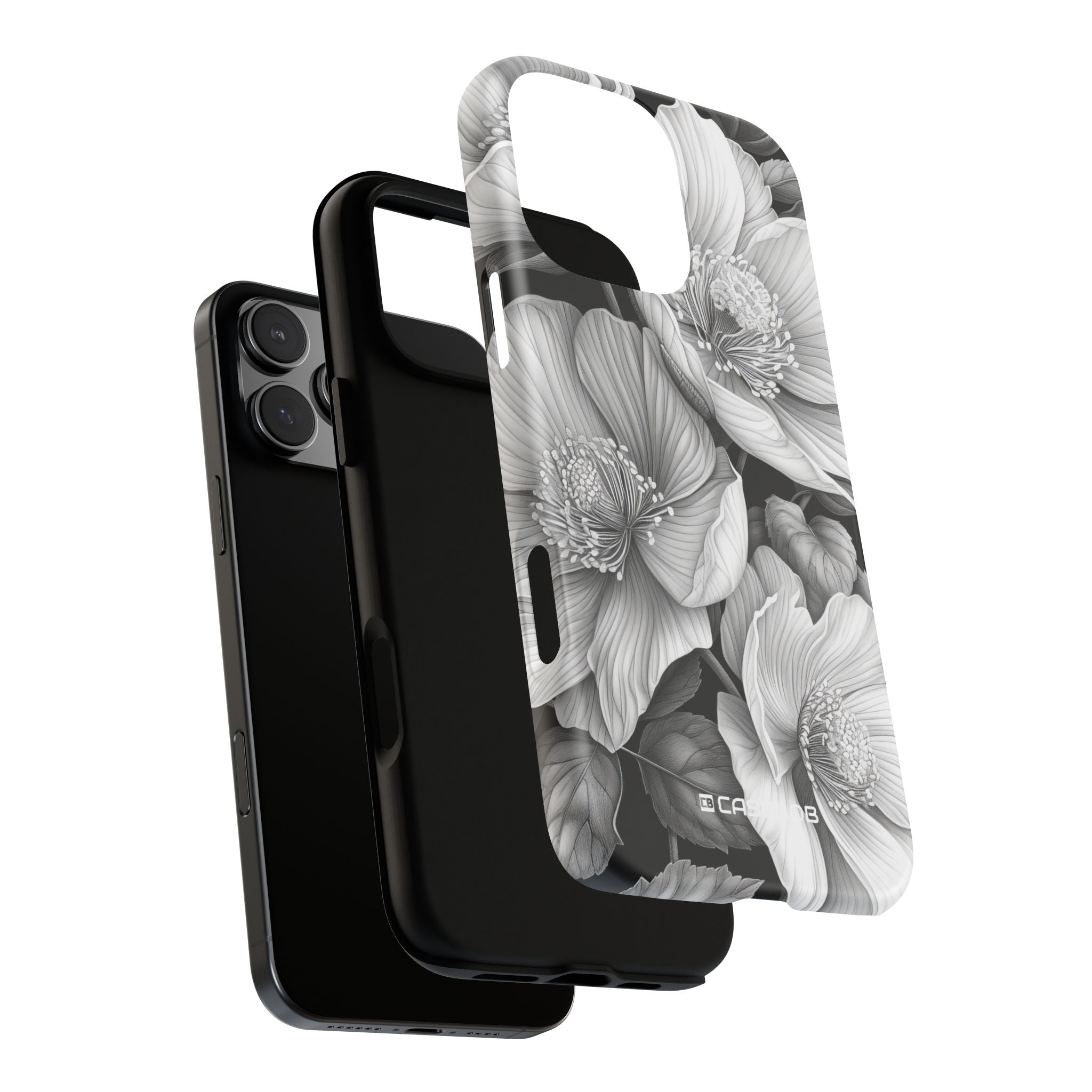 Elegant Monochrome Floral Art - for iPhone 16