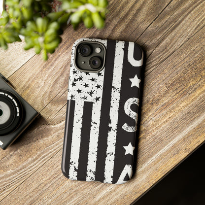 Black n White U.S Flag - Protective Phone Case