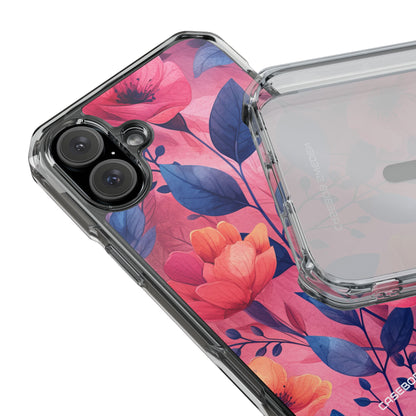 Pink Blue Floral - Clear Impact iPhone 16 Phone Case