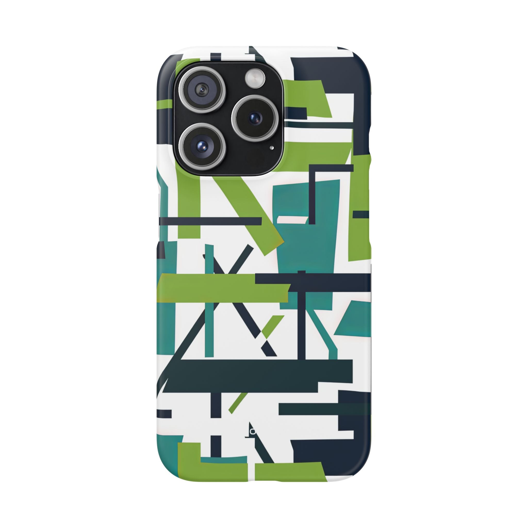 Green Geometry Glide iPhone 15 - Slim Phone Case