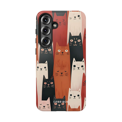 Elongated Cats Black Samsung S25 Plus Case - Tough