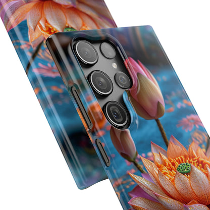 Vibrant Lotus Embroidery - Slim Samsung S23 Phone Case