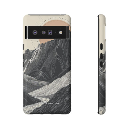 Minimalist Mountain Landscape with Flowing River Google Pixel 6 - Tough Phone Case