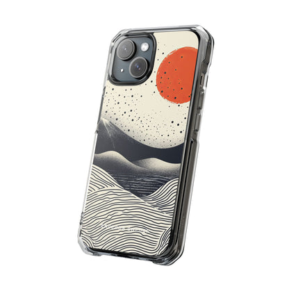 Red Sun Over Flowing Horizons iPhone 15 - Clear Impact Phone Case