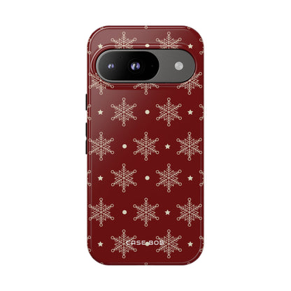 Cream Snowflake Crimson Google Pixel 9 Case - Tough