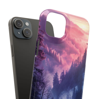 Misty Forest Serenity - Slim iPhone 15 Phone Case