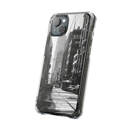 Urban Cityscape Line Perspective iPhone 15 - Clear Impact Phone Case