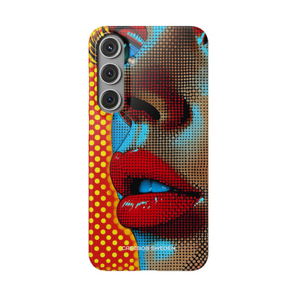 Yellow Red Pop Art Portrait - Slim Samsung S24 Phone Case