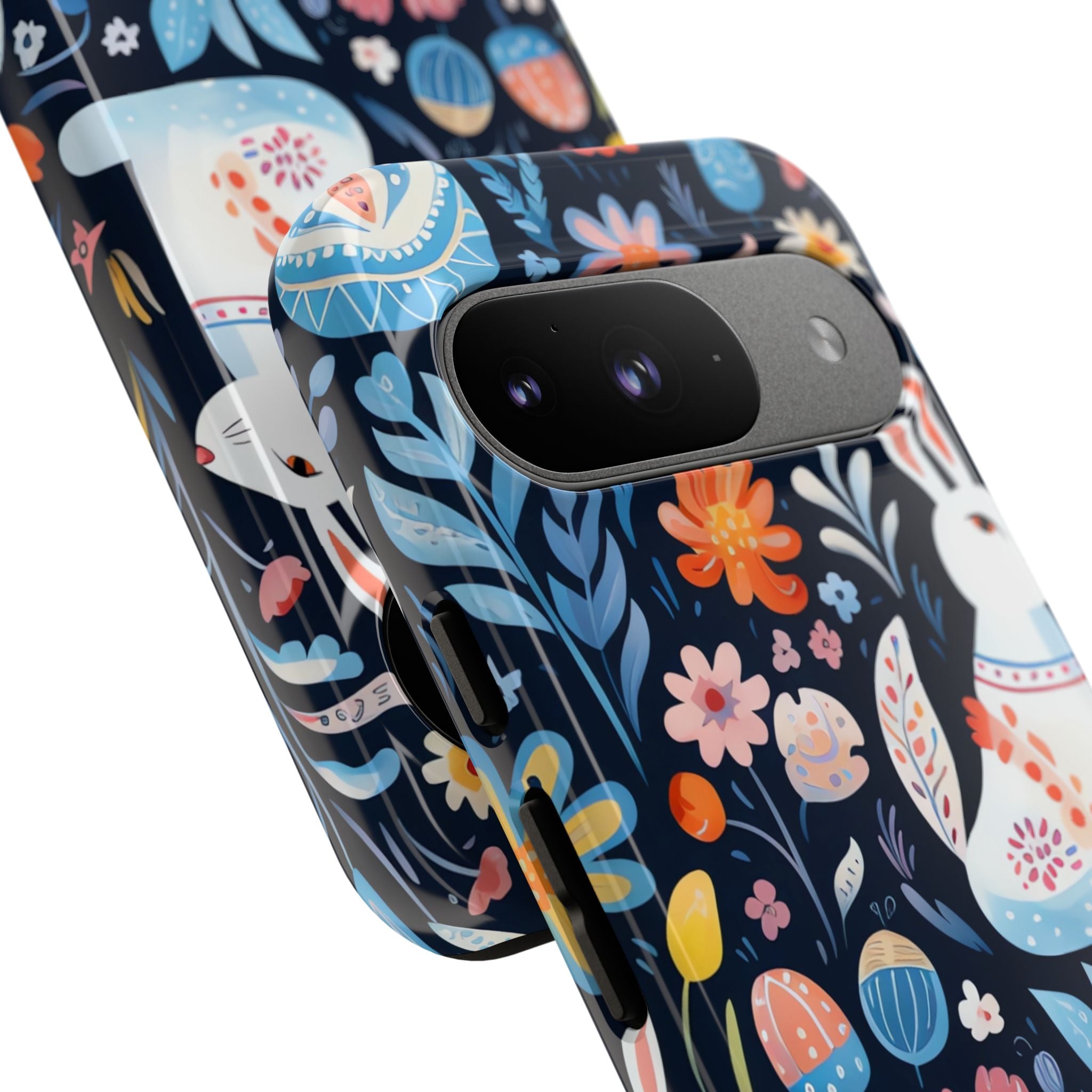 Bunnies Play Among Flowers - Google Pixel Case