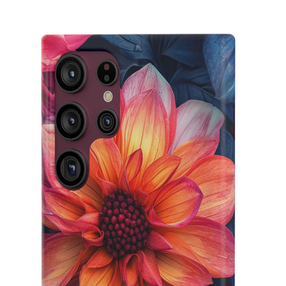 Floral Harmony Orange Blue - Slim Samsung S22 Phone Case