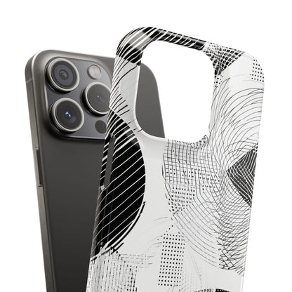 Geometric Monochrome Flow iPhone 15 - Slim Phone Case